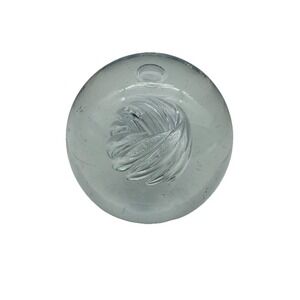 Clear Glass 3" Paperweight Swirl Design W/Bubble